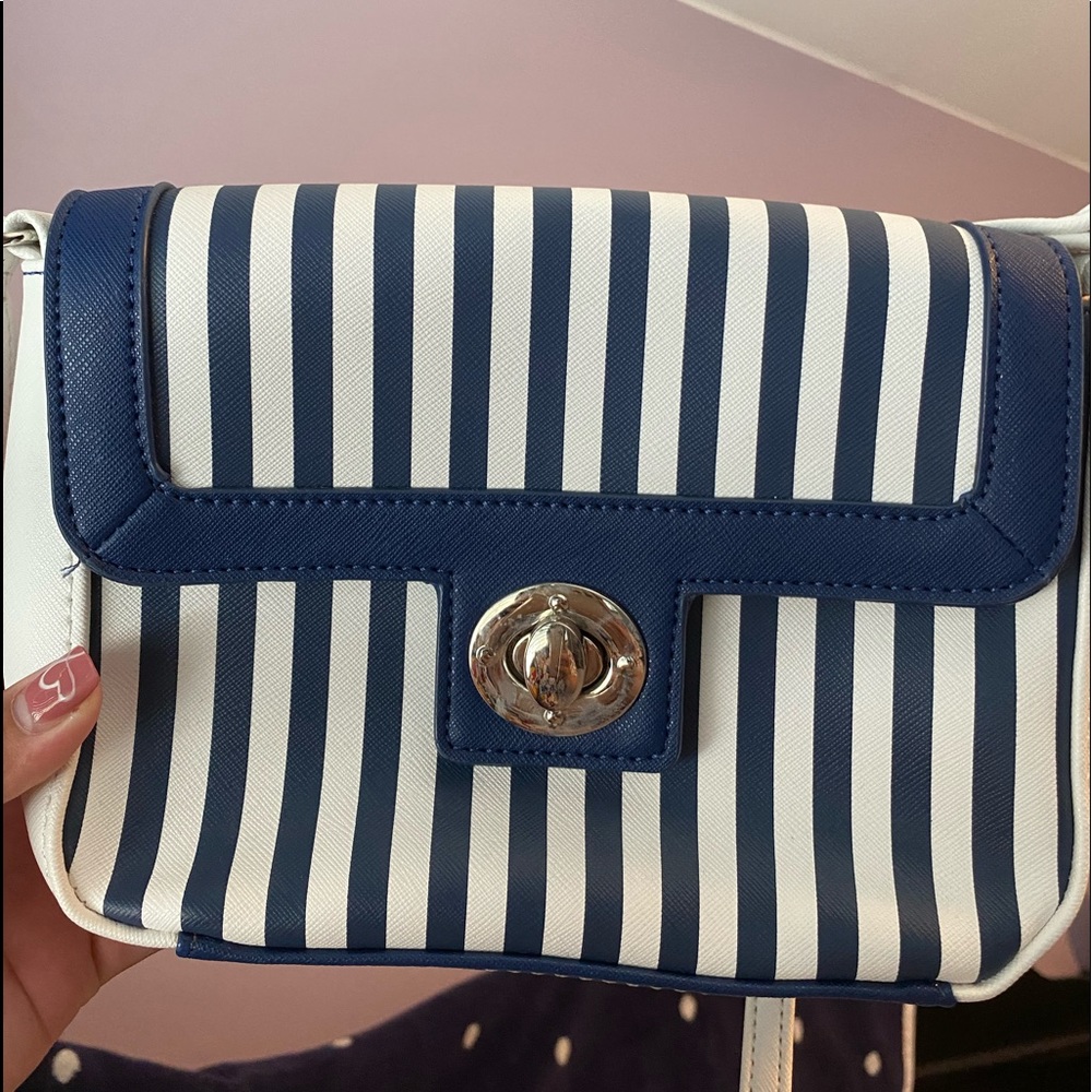Nine West Blue/White Striped Crossbody Bag